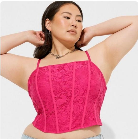 Torrid corset crop top hot pink boned corset - Picture 2 of 5
